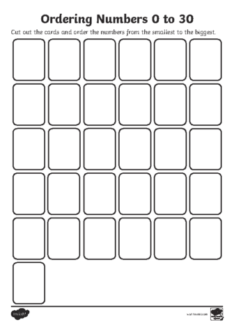 Ordering numbers to 30