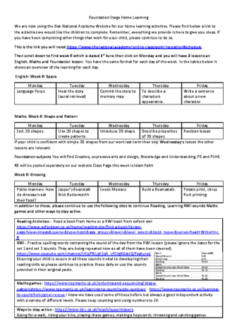 Yr R Remote Learning 8.6.20