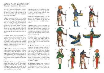 Ancient Egyptian Gods Information Print Out