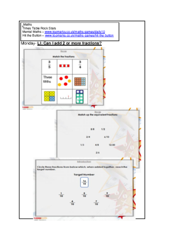 Maths Overview Week 2 1st March