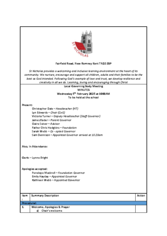 Governance Minutes Feb 2025