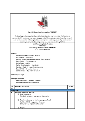 Governance Minutes March 2025