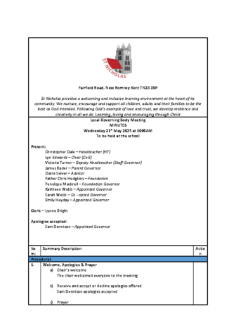 Governance Minutes May 2025