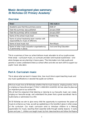 Music Development Plan 2025-26