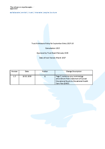 Admissions Policy 2027-28