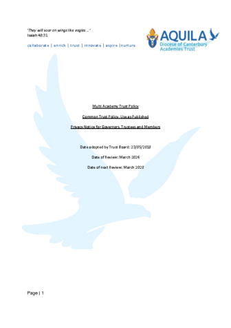 Aquila Privacy Notice for Governors & Trustees