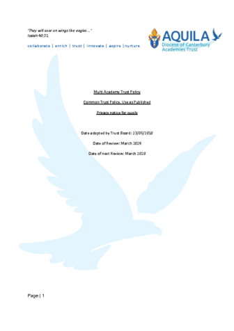 Aquila Privacy Notice for Pupils