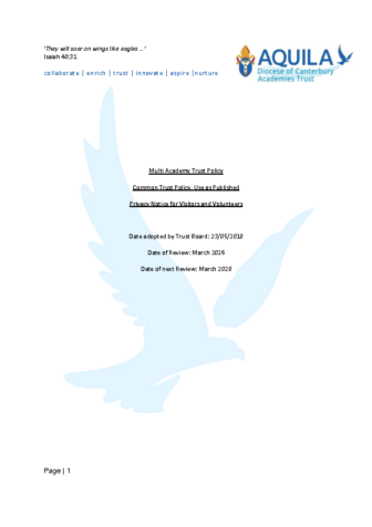 Aquila Privacy Notice for Visitors and Volunteers